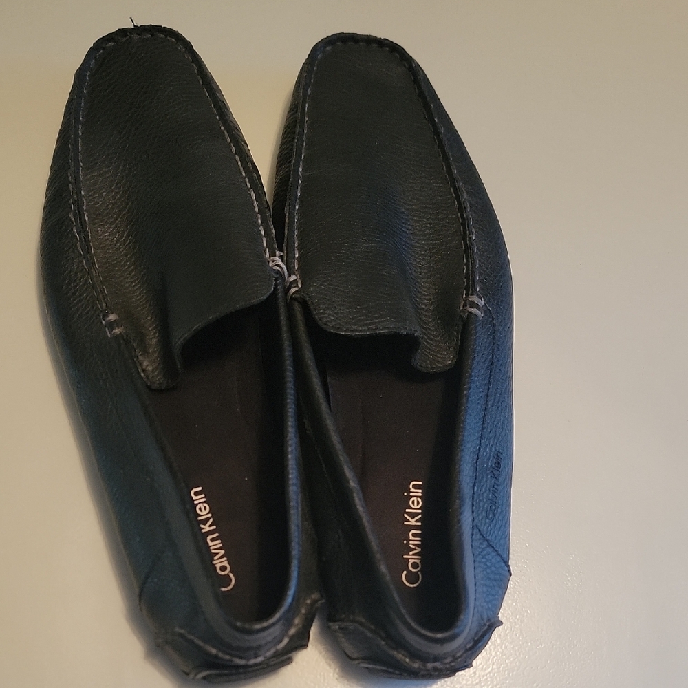 Calvin Klein Men's Dark Leather Slip-Ons